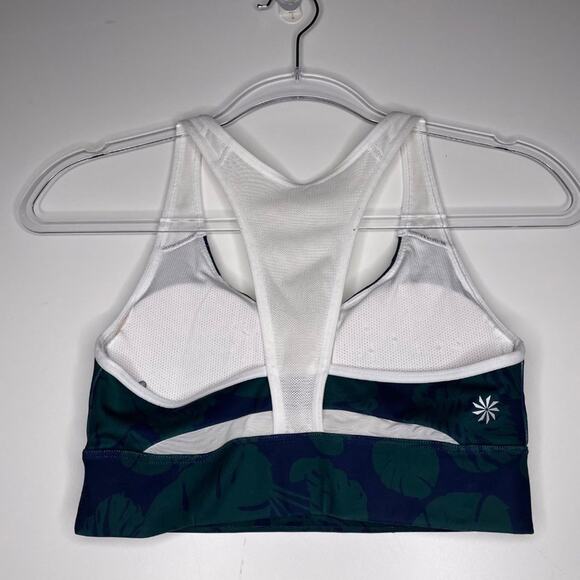 Athleta Womens Sports Bra Size S Green Leaf Pattern Workout Racerback Padded - Picture 7 of 9